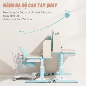 Bàn học chống gù Sakawin WinSmart 100 - Bàn học sinh cao cấp 6 Nâng hạ bằng tay quay