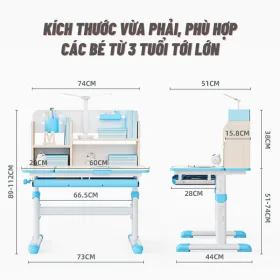Kích thước bàn học chống gù lưng vừa phải