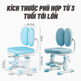 Ghế học sinh chống gù Sakawin G80, Nâng hạ tay quay 2 kich thuoc phu hop tu 3 tuoi toi lon