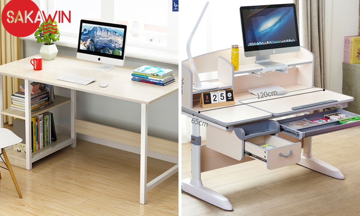 Bàn học thông thường và bàn học thông minh chống gù