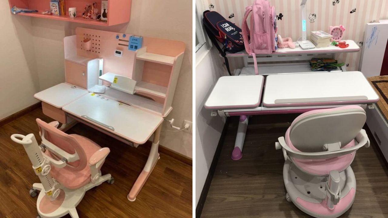 Sử dụng bộ bàn học chống gù cho bé