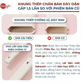 Bộ Bàn học Chống gù Sakawin S110 và ghế G05 - Bộ bàn học cao cấp 7 BV04-6