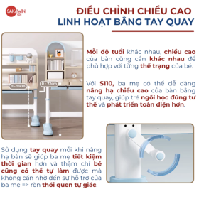 Bộ Bàn học Chống gù Sakawin S110 và ghế G05 - Bộ bàn học cao cấp 6 BV04-5