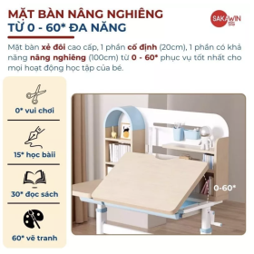 Bộ Bàn học Chống gù Sakawin S110 và ghế G05 - Bộ bàn học cao cấp 4 BV04-4