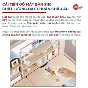 Bộ Bàn học Chống gù Sakawin S110 và ghế G05 - Bộ bàn học cao cấp 5 BV04-3