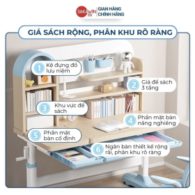 Bộ Bàn học Chống gù Sakawin S110 và ghế G05 - Bộ bàn học cao cấp 3 BV04-1