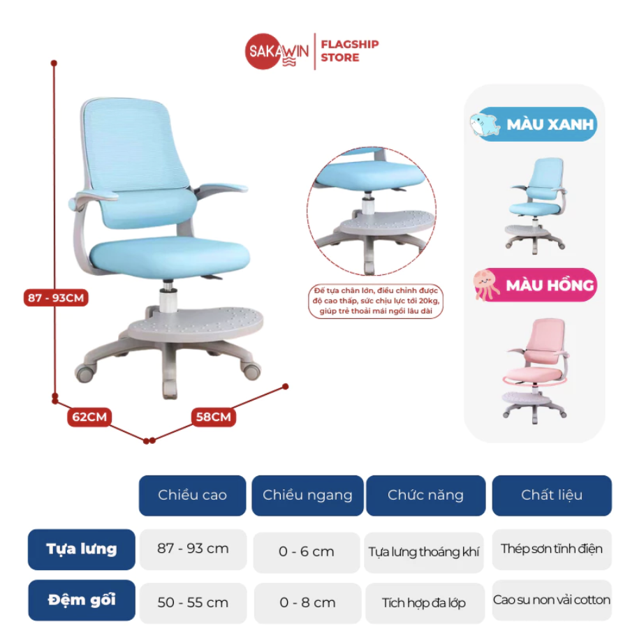 Ghế Chống gù Sakawin GV27 - Ghế ngồi học bảo vệ tư thế cho con 8 GV27-7