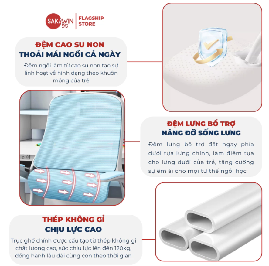 Ghế Chống gù Sakawin GV27 - Ghế ngồi học bảo vệ tư thế cho con 9 GV27-6