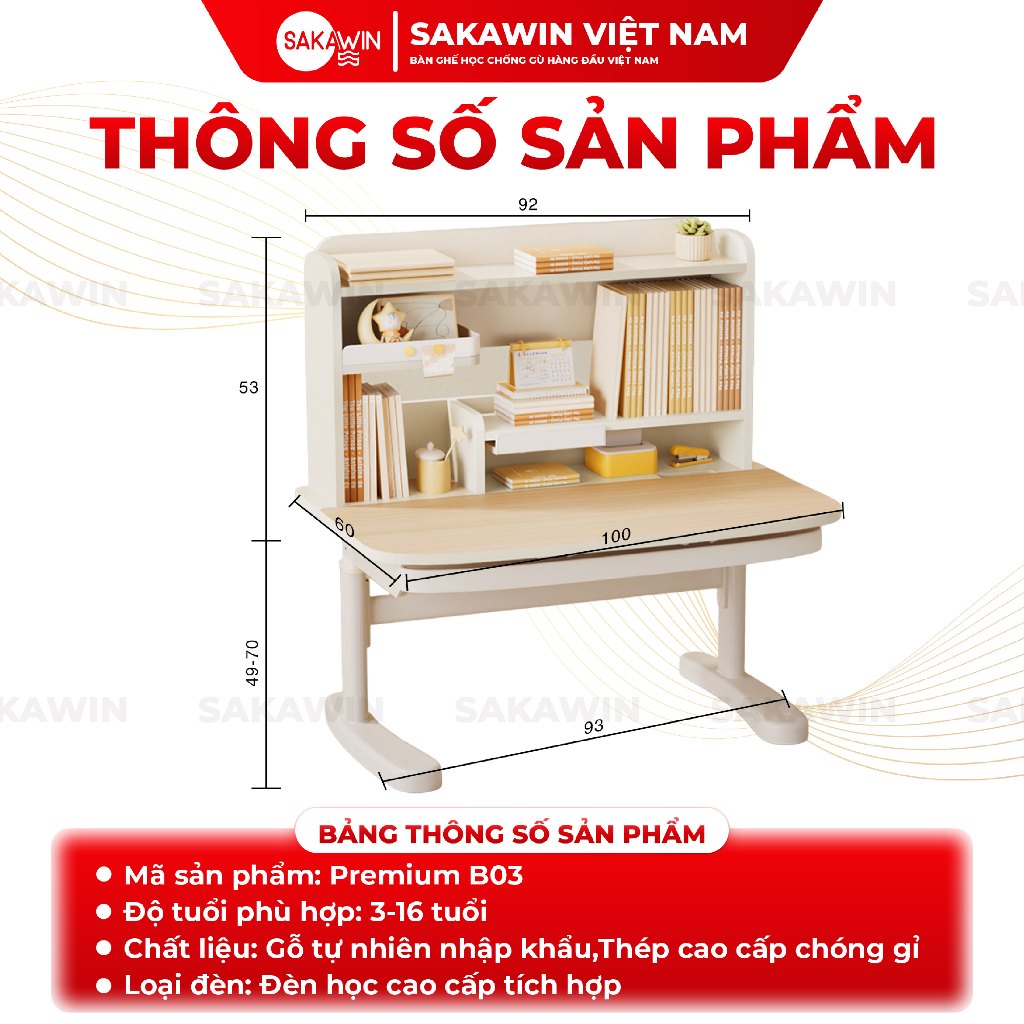 Bàn học thông minh cao cấp chống gù PREB03 - Cỡ 100 cm bo tròn giảm va đập 7 shopee main 4
